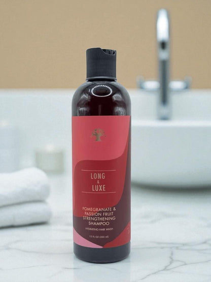 Long & Luxe Strengthening Shampoo & Conditioner Duo (12 oz Each) – Length Retention & Breakage Prevention – Sulfate-Free with Pomegranate & Passion Fruit Avelisse