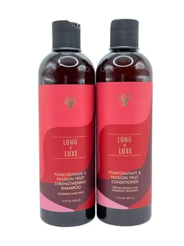 Long & Luxe Strengthening Shampoo & Conditioner Duo (12 oz Each) – Length Retention & Breakage Prevention – Sulfate-Free with Pomegranate & Passion Fruit Avelisse