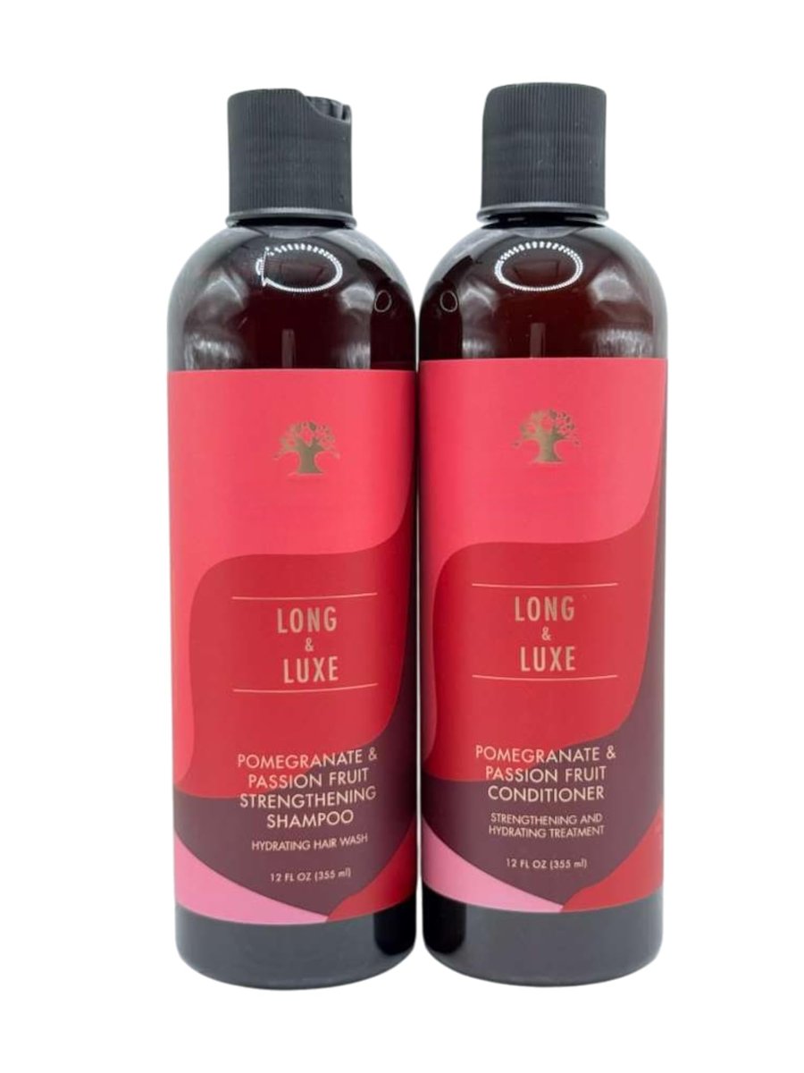 Long & Luxe Strengthening Shampoo & Conditioner Duo (12 oz Each) – Length Retention & Breakage Prevention – Sulfate-Free with Pomegranate & Passion Fruit Avelisse