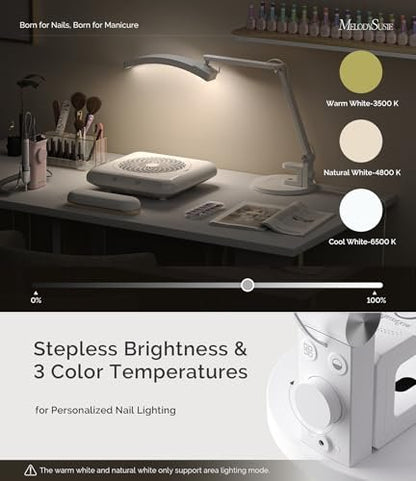 MelodySusie S-Pro29G LED Manicure Table Lamp with Magnetic UV Curing Lamp – Professional Nail Desk Light for Gel Nails & Nail Art Avelisse