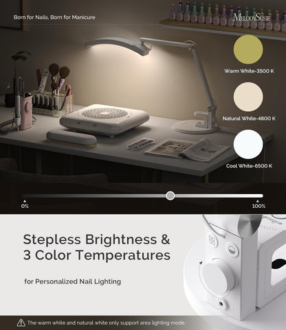 MelodySusie S-Pro29G LED Manicure Table Lamp with Magnetic UV Curing Lamp – Professional Nail Desk Light for Gel Nails & Nail Art Avelisse