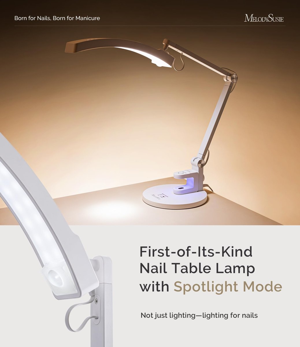 MelodySusie S-Pro29G LED Manicure Table Lamp with Magnetic UV Curing Lamp – Professional Nail Desk Light for Gel Nails & Nail Art Avelisse