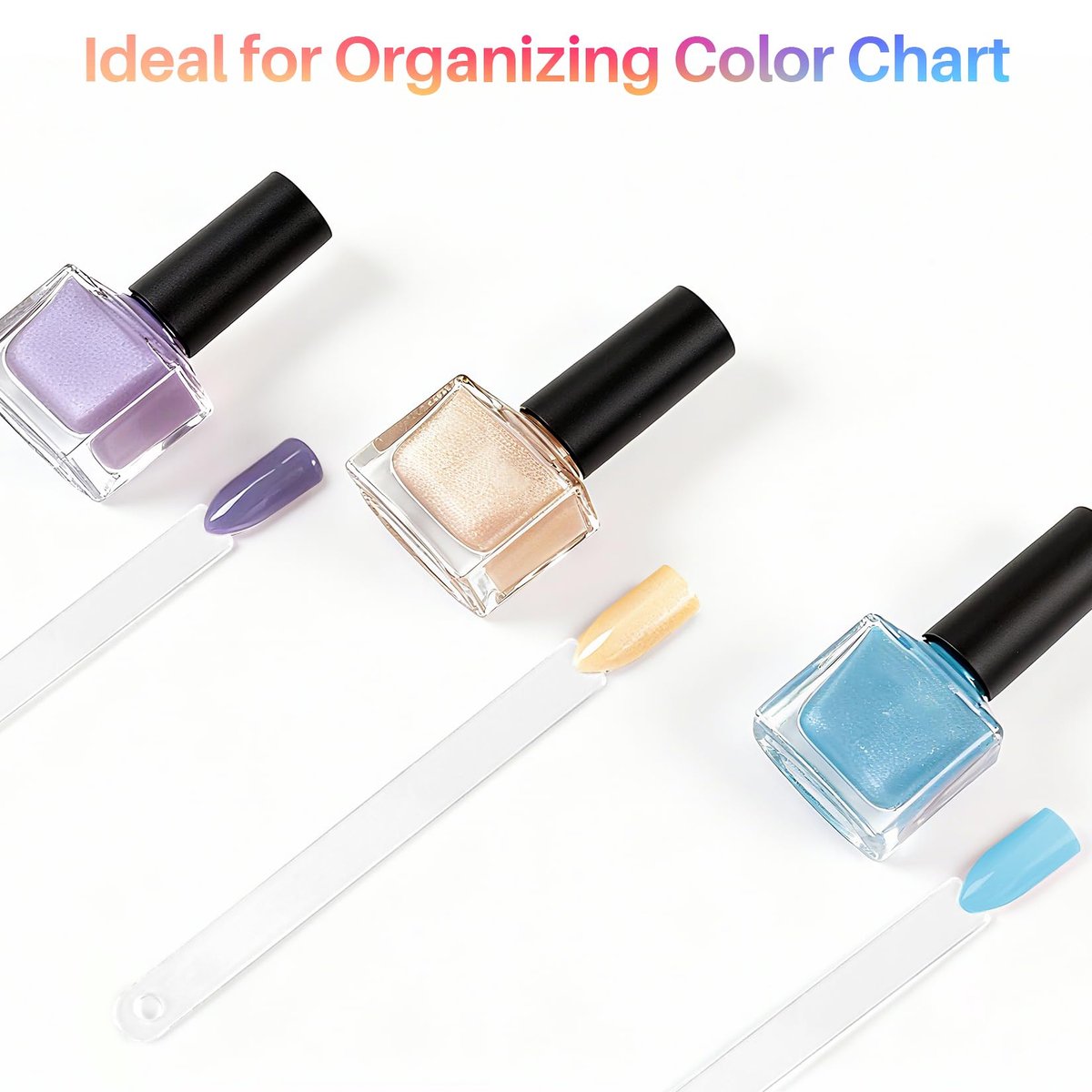 RAQEHO 200PCS Clear Nail Swatch Sticks with Ring - Acrylic Fan Shape Nail Polish Display, Practice Stick for Beginners & Professionals - görsel 13