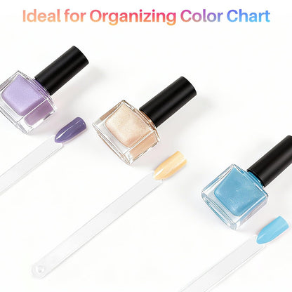 RAQEHO 200PCS Clear Nail Swatch Sticks with Ring - Acrylic Fan Shape Nail Polish Display, Practice Stick for Beginners & Professionals