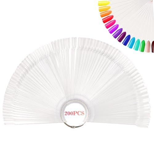 RAQEHO 200PCS Clear Nail Swatch Sticks with Ring - Acrylic Fan Shape Nail Polish Display, Practice Stick for Beginners & Professionals - görsel 2