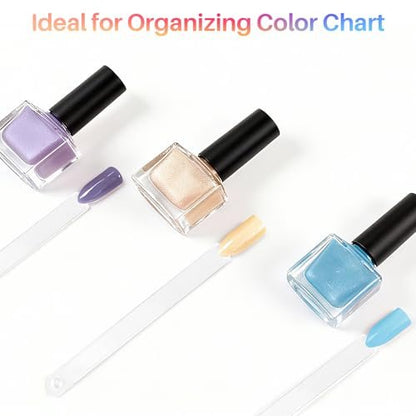 RAQEHO 200PCS Clear Nail Swatch Sticks with Ring - Acrylic Fan Shape Nail Polish Display, Practice Stick for Beginners & Professionals