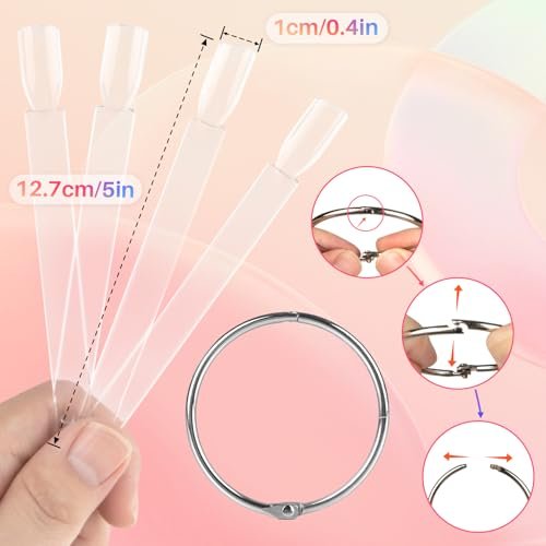 RAQEHO 200PCS Clear Nail Swatch Sticks with Ring - Acrylic Fan Shape Nail Polish Display, Practice Stick for Beginners & Professionals - görsel 4