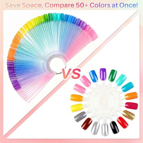 RAQEHO 200PCS Clear Nail Swatch Sticks with Ring - Acrylic Fan Shape Nail Polish Display, Practice Stick for Beginners & Professionals - görsel 8