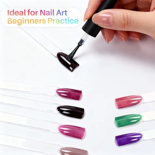 RAQEHO 200PCS Clear Nail Swatch Sticks with Ring - Acrylic Fan Shape Nail Polish Display, Practice Stick for Beginners & Professionals - görsel 12