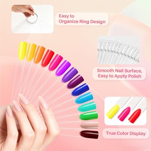 RAQEHO 200PCS Clear Nail Swatch Sticks with Ring - Acrylic Fan Shape Nail Polish Display, Practice Stick for Beginners & Professionals - görsel 6