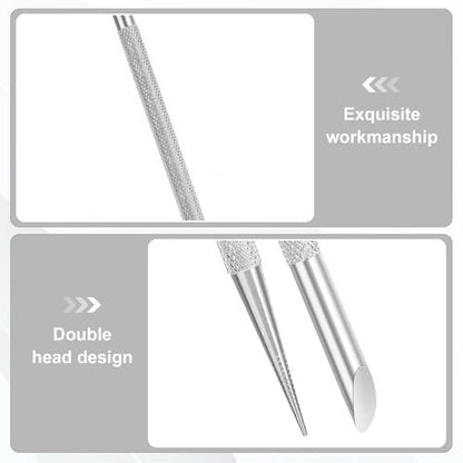 Clofiak 2Pcs Stainless Steel Cuticle Pusher Tool for Manicure & Pedicure - Professional Nail Cleaning and Cuticle Care