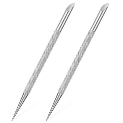Clofiak 2Pcs Stainless Steel Cuticle Pusher Tool for Manicure & Pedicure - Professional Nail Cleaning and Cuticle Care
