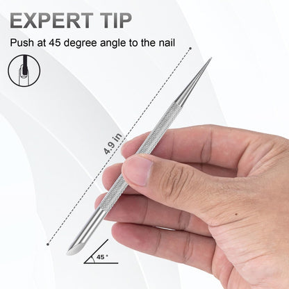 Clofiak 2Pcs Stainless Steel Cuticle Pusher Tool for Manicure & Pedicure - Professional Nail Cleaning and Cuticle Care