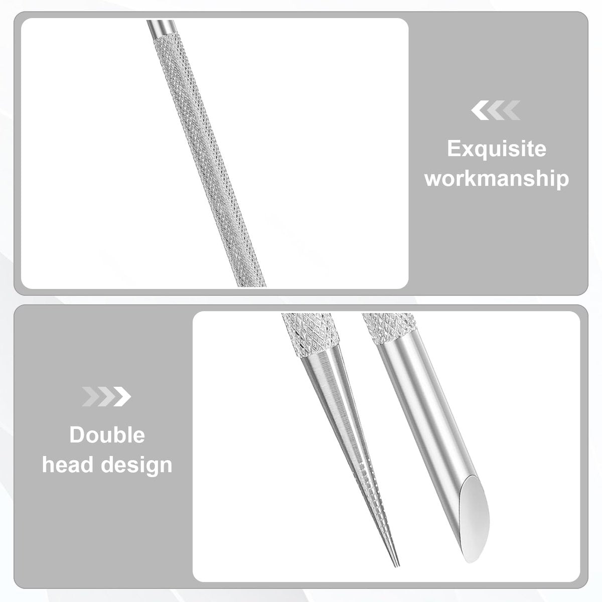 Clofiak 2Pcs Stainless Steel Cuticle Pusher Tool for Manicure & Pedicure - Professional Nail Cleaning and Cuticle Care - görsel 9