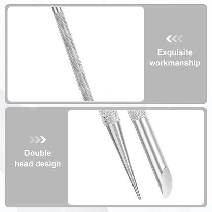 Clofiak 2Pcs Stainless Steel Cuticle Pusher Tool for Manicure & Pedicure - Professional Nail Cleaning and Cuticle Care