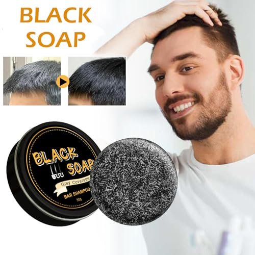 Natural Black Soap for Gray Hair Darkening - Moisturizing Shampoo Bar for Men & Women, 2-Pack Avelisse