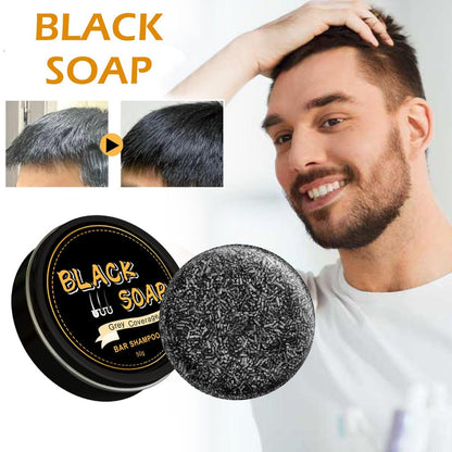 Natural Black Soap for Gray Hair Darkening - Moisturizing Shampoo Bar for Men & Women, 2-Pack Avelisse
