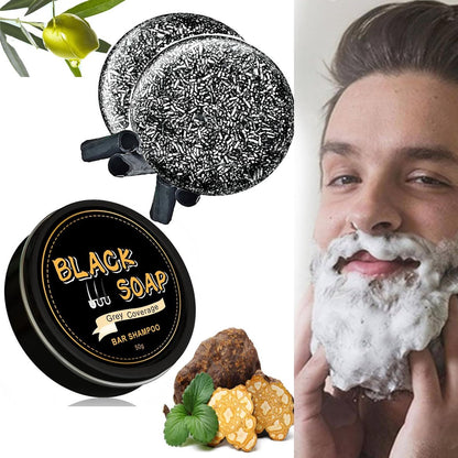 Natural Black Soap for Gray Hair Darkening - Moisturizing Shampoo Bar for Men & Women, 2-Pack Avelisse