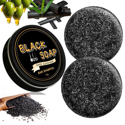 Natural Black Soap for Gray Hair Darkening - Moisturizing Shampoo Bar for Men & Women, 2-Pack Avelisse