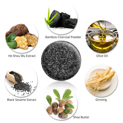 Natural Black Soap for Gray Hair Darkening - Moisturizing Shampoo Bar for Men & Women, 2-Pack Avelisse