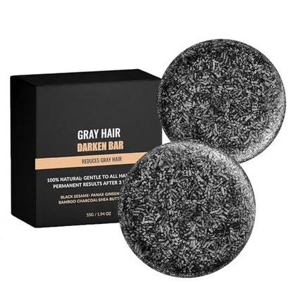 F FENG PEI Black Shampoo Bar for Hair & Beard Darkening, Gray Hair Reverse Bar Soap, Deep Clean & Nourish Scalp, Natural Darkening Shampoo Soap 2-Pack Avelisse