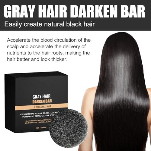 Natural Black Soap for Gray Hair Darkening - Moisturizing Shampoo Bar for Men & Women, 2-Pack Avelisse