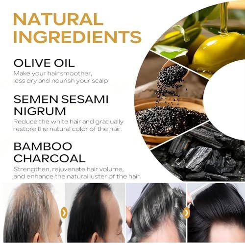 F FENG PEI Black Shampoo Bar for Hair & Beard Darkening, Gray Hair Reverse Bar Soap, Deep Clean & Nourish Scalp, Natural Darkening Shampoo Soap 2-Pack Avelisse
