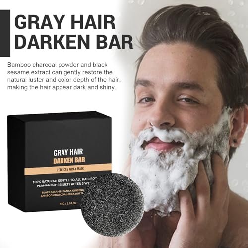 F FENG PEI Black Shampoo Bar for Hair & Beard Darkening, Gray Hair Reverse Bar Soap, Deep Clean & Nourish Scalp, Natural Darkening Shampoo Soap 2-Pack Avelisse