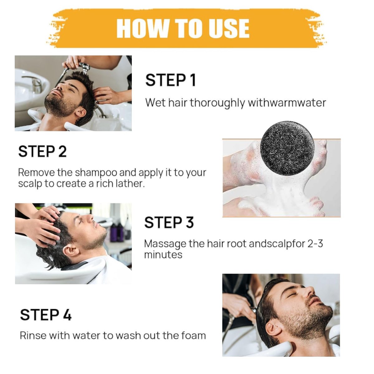 F FENG PEI Black Shampoo Bar for Hair & Beard Darkening, Gray Hair Reverse Bar Soap, Deep Clean & Nourish Scalp, Natural Darkening Shampoo Soap 2-Pack Avelisse