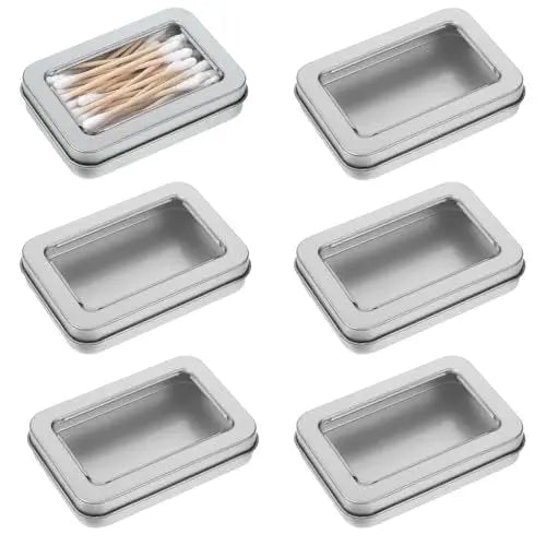 Gjinxi 6 Pack Metal Qtip Holder with Lids - Floss Pick Dispenser, Cotton Ball Swab Container, Bobby Pin Case, Travel Q Tips Canister for Swabs, Floss Picks, Bobby Pins, Hair Ties Avelisse