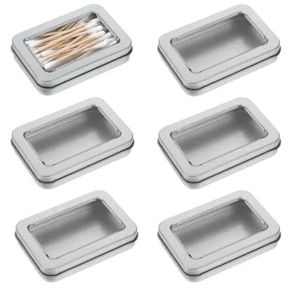 Gjinxi 6 Pack Metal Qtip Holder with Lids - Floss Pick Dispenser, Cotton Ball Swab Container, Bobby Pin Case, Travel Q Tips Canister for Swabs, Floss Picks, Bobby Pins, Hair Ties Avelisse