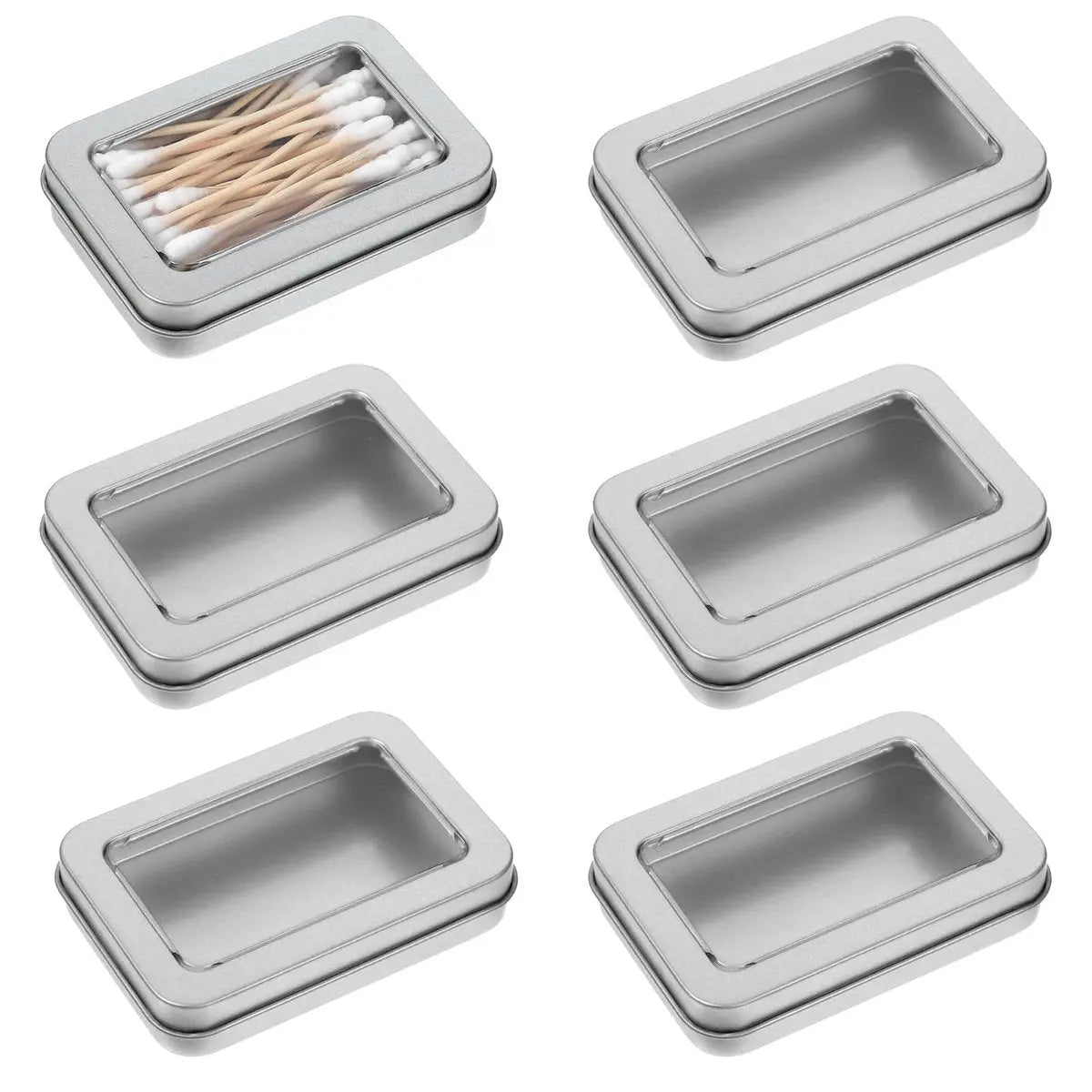 Gjinxi 6 Pack Metal Qtip Holder with Lids - Floss Pick Dispenser, Cotton Ball Swab Container, Bobby Pin Case, Travel Q Tips Canister for Swabs, Floss Picks, Bobby Pins, Hair Ties Avelisse