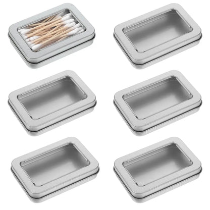 Gjinxi 6 Pack Metal Qtip Holder with Lids - Floss Pick Dispenser, Cotton Ball Swab Container, Bobby Pin Case, Travel Q Tips Canister for Swabs, Floss Picks, Bobby Pins, Hair Ties Avelisse