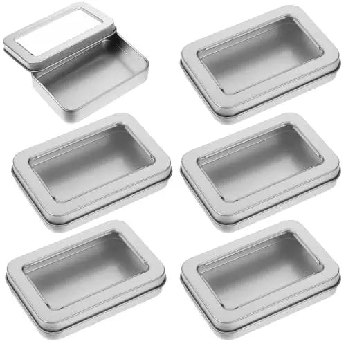 Gjinxi 6 Pack Metal Qtip Holder with Lids - Floss Pick Dispenser, Cotton Ball Swab Container, Bobby Pin Case, Travel Q Tips Canister for Swabs, Floss Picks, Bobby Pins, Hair Ties Avelisse