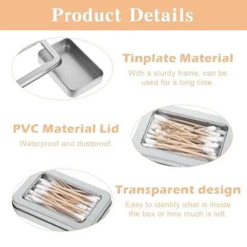 Gjinxi 6 Pack Metal Qtip Holder with Lids - Floss Pick Dispenser, Cotton Ball Swab Container, Bobby Pin Case, Travel Q Tips Canister for Swabs, Floss Picks, Bobby Pins, Hair Ties Avelisse