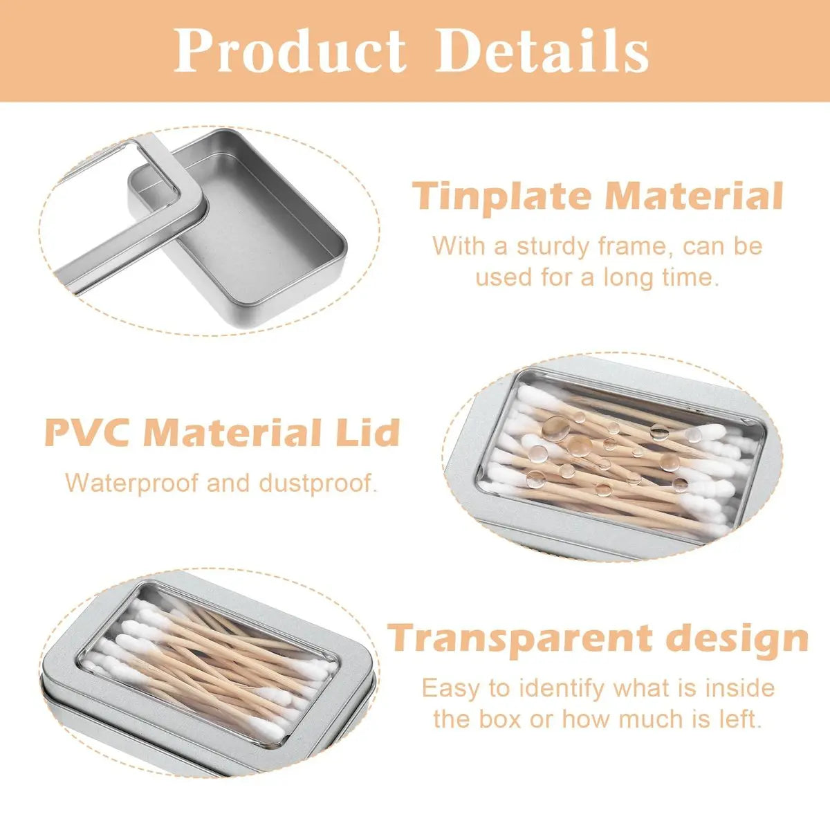 Gjinxi 6 Pack Metal Qtip Holder with Lids - Floss Pick Dispenser, Cotton Ball Swab Container, Bobby Pin Case, Travel Q Tips Canister for Swabs, Floss Picks, Bobby Pins, Hair Ties Avelisse