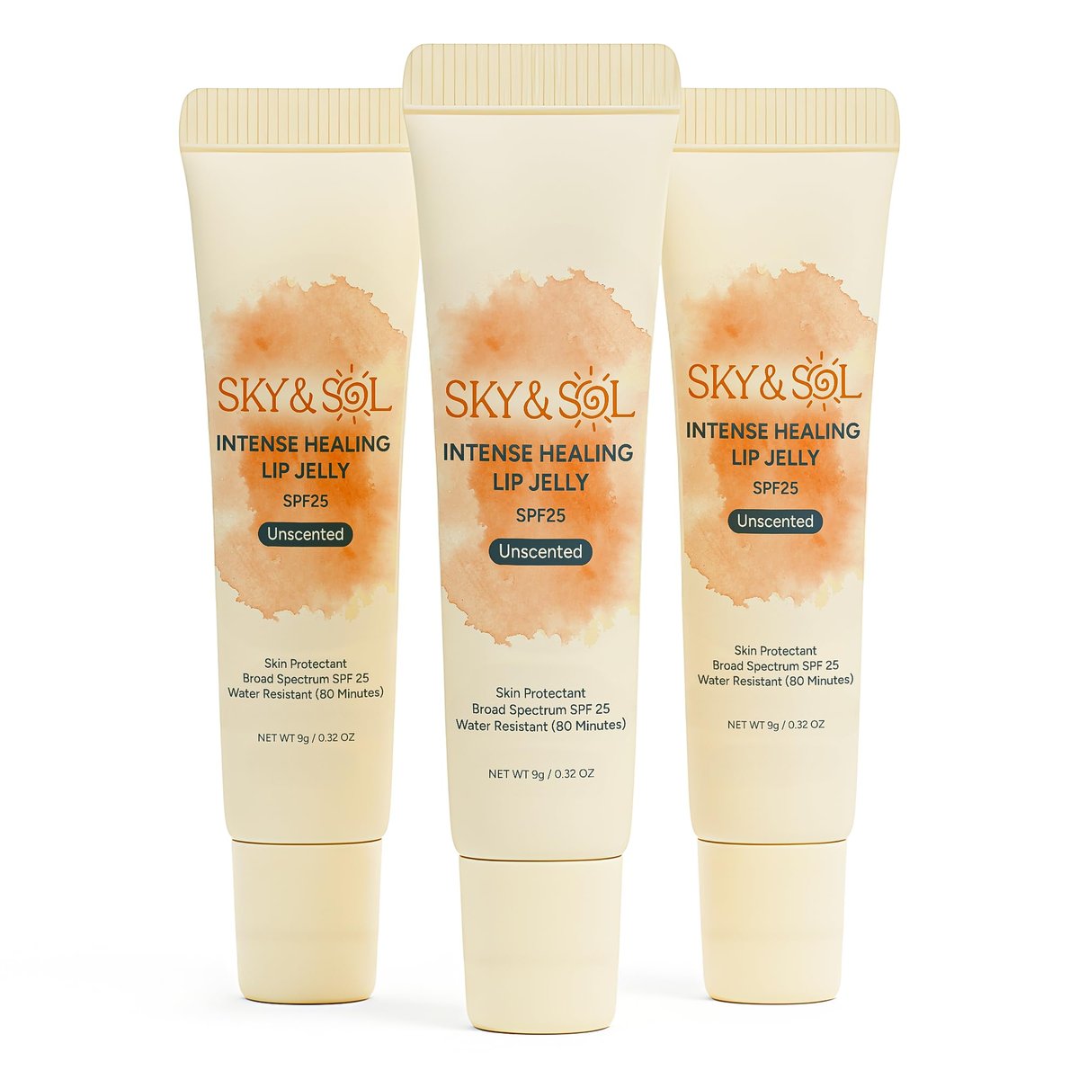 Sky & Sol Lip Balm SPF 25 – 3 Pack Natural Hydrating Lip Jelly with Broad-Spectrum Sun Protection, Water-Resistant for Smooth, Plump & Rosy Lips Avelisse
