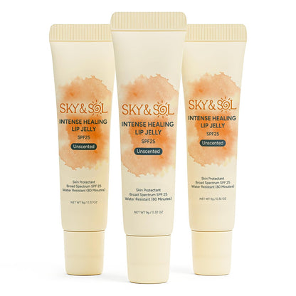 Sky & Sol Lip Balm SPF 25 – 3 Pack Natural Hydrating Lip Jelly with Broad-Spectrum Sun Protection, Water-Resistant for Smooth, Plump & Rosy Lips Avelisse