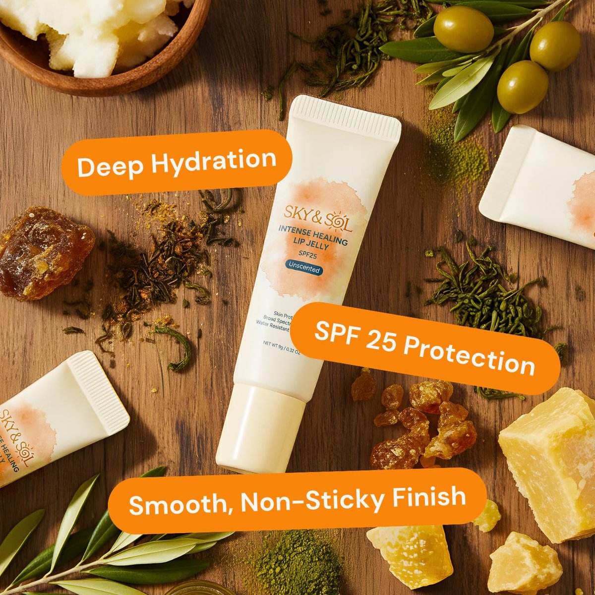 Sky & Sol Lip Balm SPF 25 – 3 Pack Natural Hydrating Lip Jelly with Broad-Spectrum Sun Protection, Water-Resistant for Smooth, Plump & Rosy Lips Avelisse