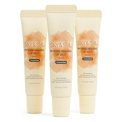 Sky & Sol Lip Balm SPF 25 – 3 Pack Natural Hydrating Lip Jelly with Broad-Spectrum Sun Protection, Water-Resistant for Smooth, Plump & Rosy Lips Avelisse