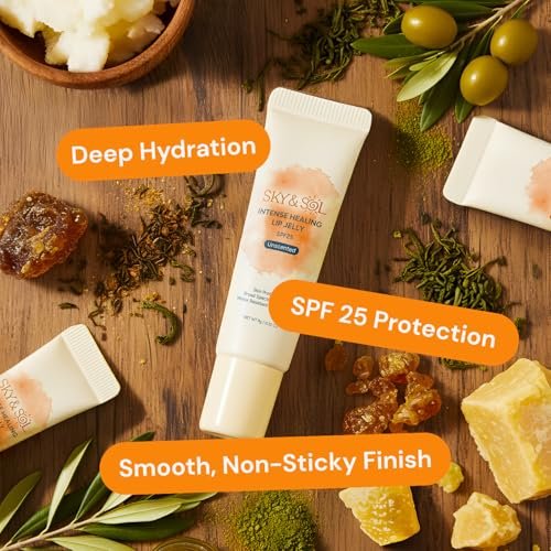 Sky & Sol Lip Balm SPF 25 – 3 Pack Natural Hydrating Lip Jelly with Broad-Spectrum Sun Protection, Water-Resistant for Smooth, Plump & Rosy Lips Avelisse