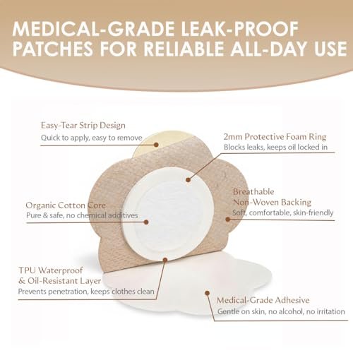 Castor Oil Patches for Belly Button – 50PCS Disposable Castor Oil Pack Wraps with Organic Cotton Pad, Leak-Proof Belly Button Patch Cover, Breathable & Skin-Friendly - görsel 8