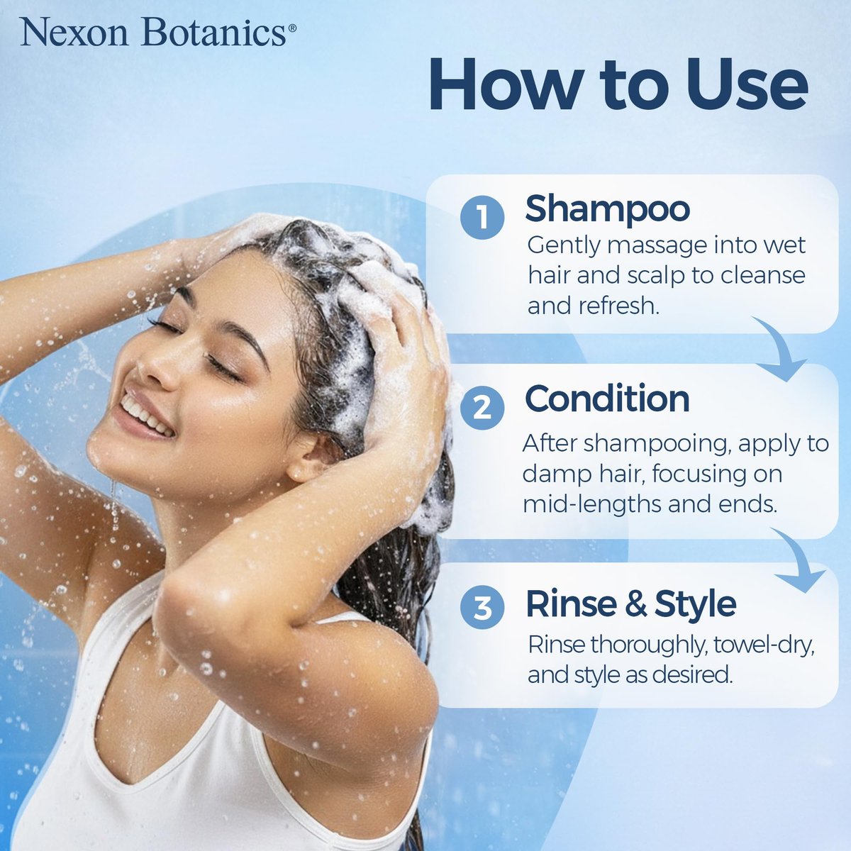 Keratin Shampoo and Conditioner Set - Strengthening & Smoothing Care for Dry, Damaged, Frizzy or Keratin-Treated Hair - Color Protecting - 16 fl oz Each - Nexon Botanics Avelisse