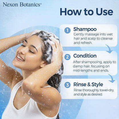 Keratin Shampoo and Conditioner Set - Strengthening & Smoothing Care for Dry, Damaged, Frizzy or Keratin-Treated Hair - Color Protecting - 16 fl oz Each - Nexon Botanics Avelisse