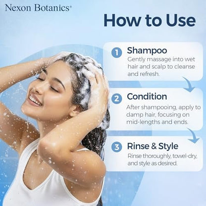 Keratin Shampoo and Conditioner Set - Strengthening & Smoothing Care for Dry, Damaged, Frizzy or Keratin-Treated Hair - Color Protecting - 16 fl oz Each - Nexon Botanics Avelisse