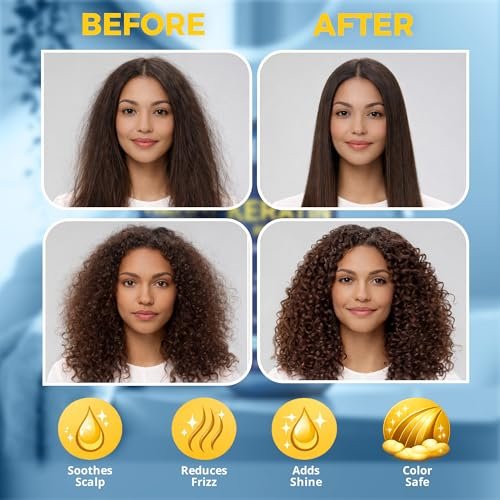 Keratin Shampoo and Conditioner Set - Strengthening & Smoothing Care for Dry, Damaged, Frizzy or Keratin-Treated Hair - Color Protecting - 16 fl oz Each - Nexon Botanics Avelisse
