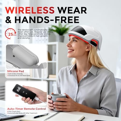 OVEKPA Red Light Therapy for Hair Growth Laser Cap - FDA Cleared Laser Therapy Device for Hair Regrowth, Alopecia Treatment for Men & Women (White) Avelisse
