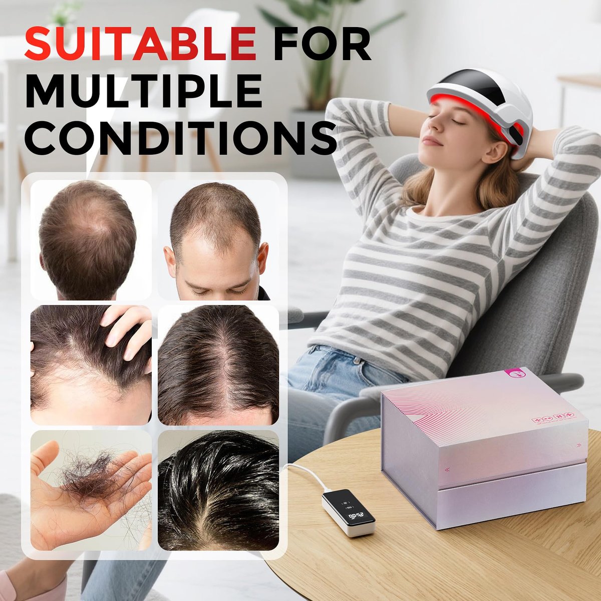 OVEKPA Red Light Therapy for Hair Growth Laser Cap - FDA Cleared Laser Therapy Device for Hair Regrowth, Alopecia Treatment for Men & Women (White) Avelisse
