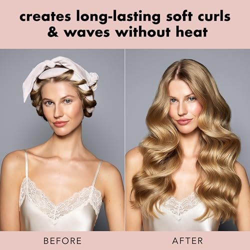 The Hair Edit Heatless Soft Ribbon Curl Set – Overnight Curling Rod with 2 Velour Scrunchies for Damage-Free Curls, No Heat Hair Curler for Women, 69" Long for Long & Medium Hair (Pink, 1.5 Inch) Avelisse