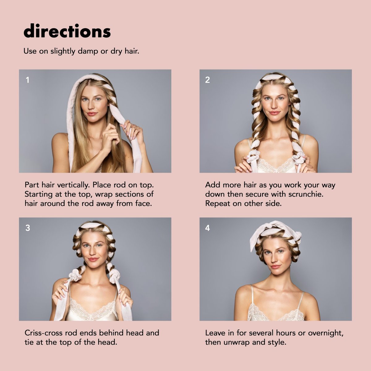 The Hair Edit Heatless Soft Ribbon Curl Set – Overnight Curling Rod with 2 Velour Scrunchies for Damage-Free Curls, No Heat Hair Curler for Women, 69" Long for Long & Medium Hair (Pink, 1.5 Inch) Avelisse